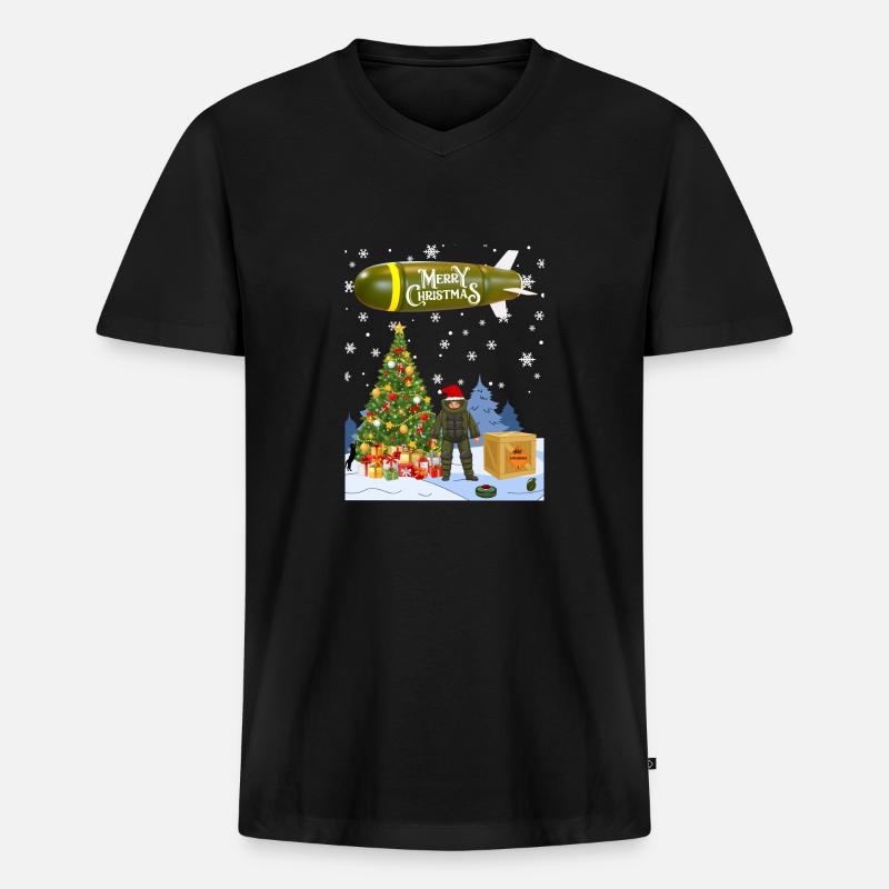 EOD Weihnachten - Männer Premium Bio T-Shirt mit V-Ausschnitt - Schwarz