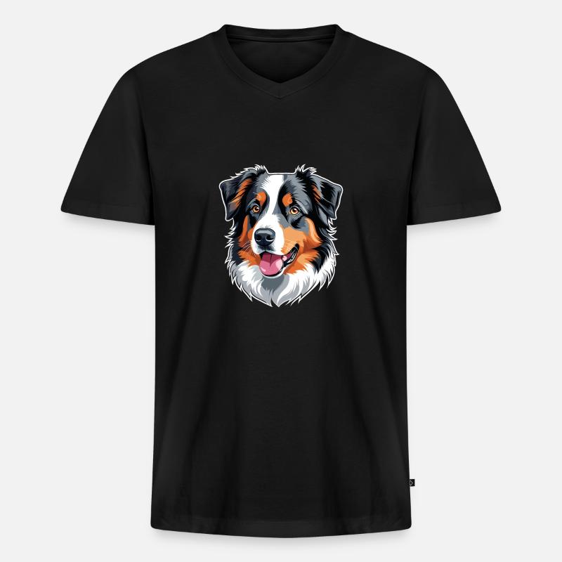 Australischer Schäferhund - Männer Premium Bio T-Shirt mit V-Ausschnitt - Schwarz