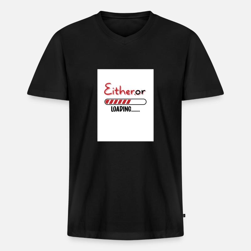 Entweder oder. Entweder oder. - Männer Premium Bio T-Shirt mit V-Ausschnitt - Schwarz