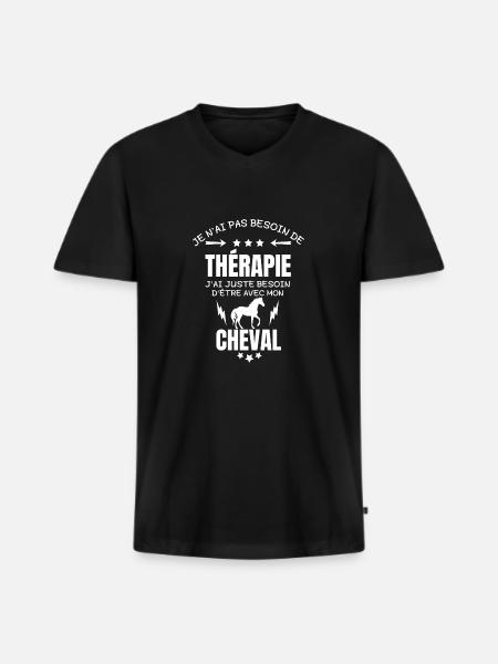 CHEVAL THERAPIE - T-shirt encolure en V Premium bio Homme - noir