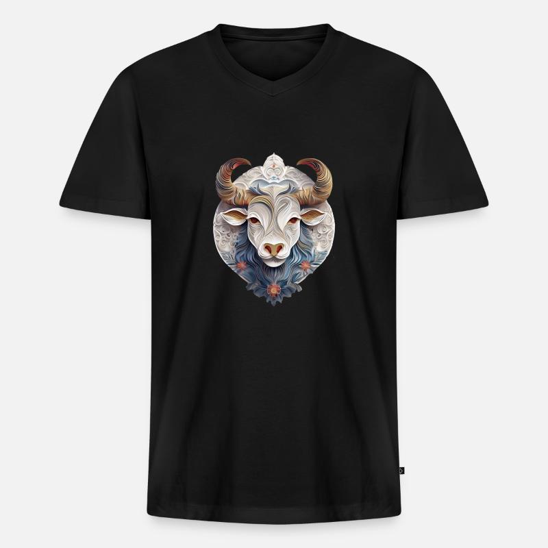 Sternzeichen Stier - Männer Premium Bio T-Shirt mit V-Ausschnitt - Schwarz
