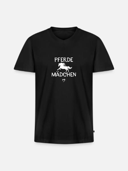 Pferdemädchen - Männer Premium Bio T-Shirt mit V-Ausschnitt - Schwarz