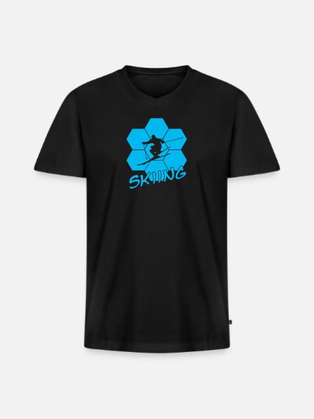 Ski - Männer Premium Bio T-Shirt mit V-Ausschnitt - Schwarz