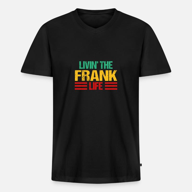 Frank - Männer Premium Bio T-Shirt mit V-Ausschnitt - Schwarz