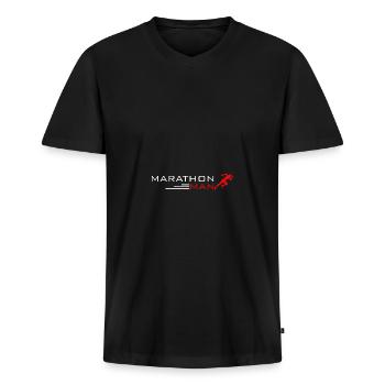 Marathon man - man - Mannen Premium Bio T-shirt met V-hals - zwart - Voor - Nico (187cm)