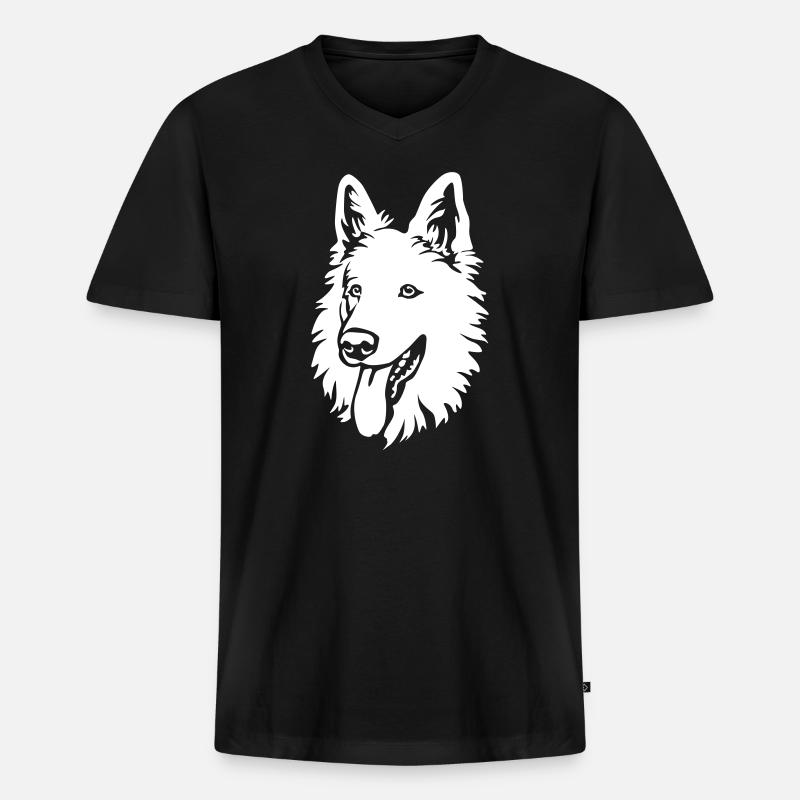Schweizer Schäferhund Kopf "Black Edition" - Männer Premium Bio T-Shirt mit V-Ausschnitt - Schwarz