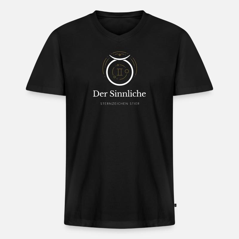 Der Sinnliche - Sternzeichen Stier - Männer Premium Bio T-Shirt mit V-Ausschnitt - Schwarz