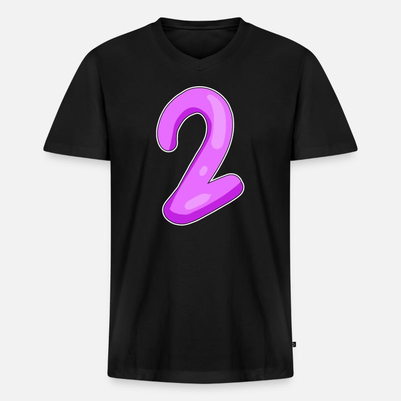 Zwei - 2 - Nummer Zahl - Männer Premium Bio T-Shirt mit V-Ausschnitt - Schwarz