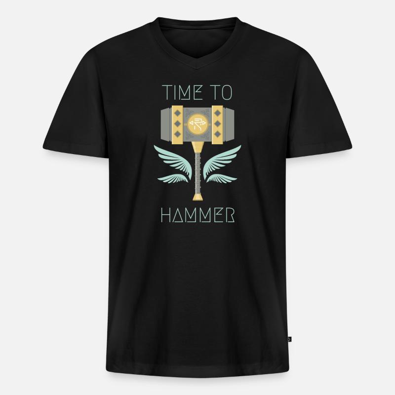 Time to Hammer - Männer Premium Bio T-Shirt mit V-Ausschnitt - Schwarz