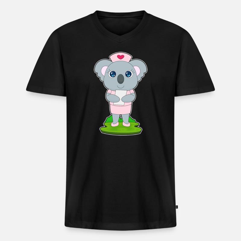 Koala Krankenschwester - Männer Premium Bio T-Shirt mit V-Ausschnitt - Schwarz