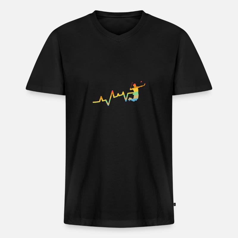 Federball Evolution Badminton - Männer Premium Bio T-Shirt mit V-Ausschnitt - Schwarz
