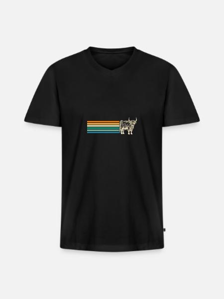 Cow Cattle Highland Cattle - Men's Premium Organic T-shirt with V-neck - black