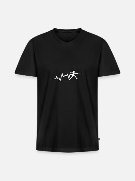Fencing Heartbeat Fencing - Men's Premium Organic T-shirt with V-neck - black