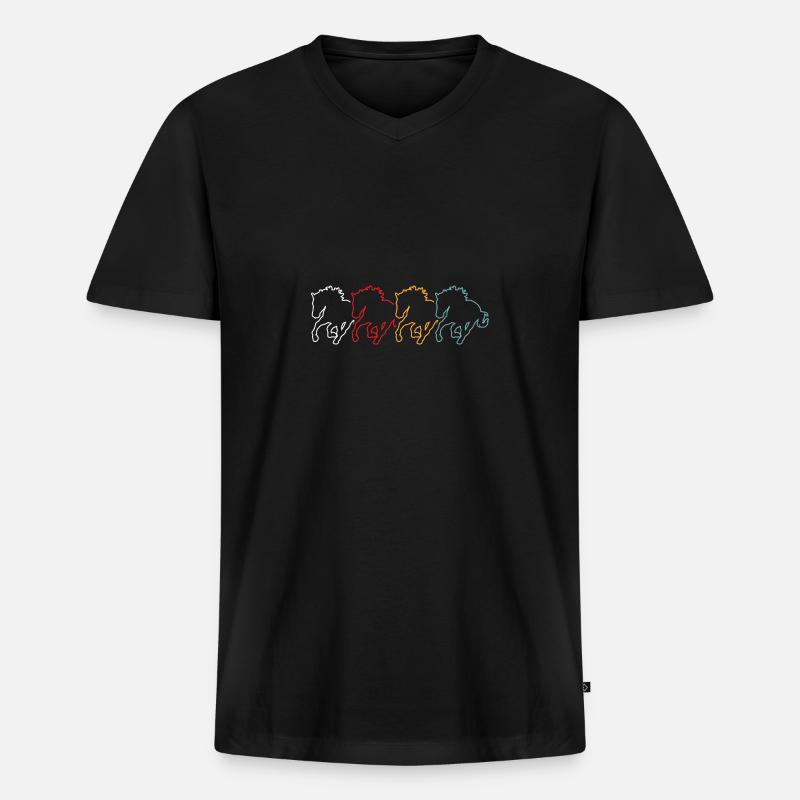 Reiten Pferd - Männer Premium Bio T-Shirt mit V-Ausschnitt - Schwarz