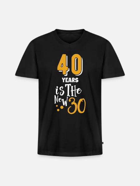 40 is een nieuwe 30 grappige 40 Jaar Quotes Verjaardag 40 - Mannen Premium Bio T-shirt met V-hals - zwart