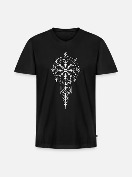 Wikinger Symbol Bohem Stil - Männer Premium Bio T-Shirt mit V-Ausschnitt - Schwarz
