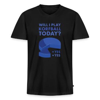 Sport Will I Play Korfball - Men's Premium Organic T-shirt with V-neck - black - Front - Nico (187cm)