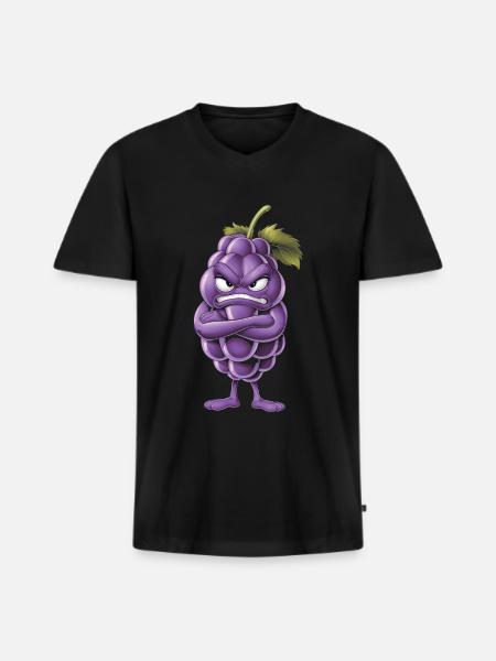 Trauben - Männer Premium Bio T-Shirt mit V-Ausschnitt - Schwarz