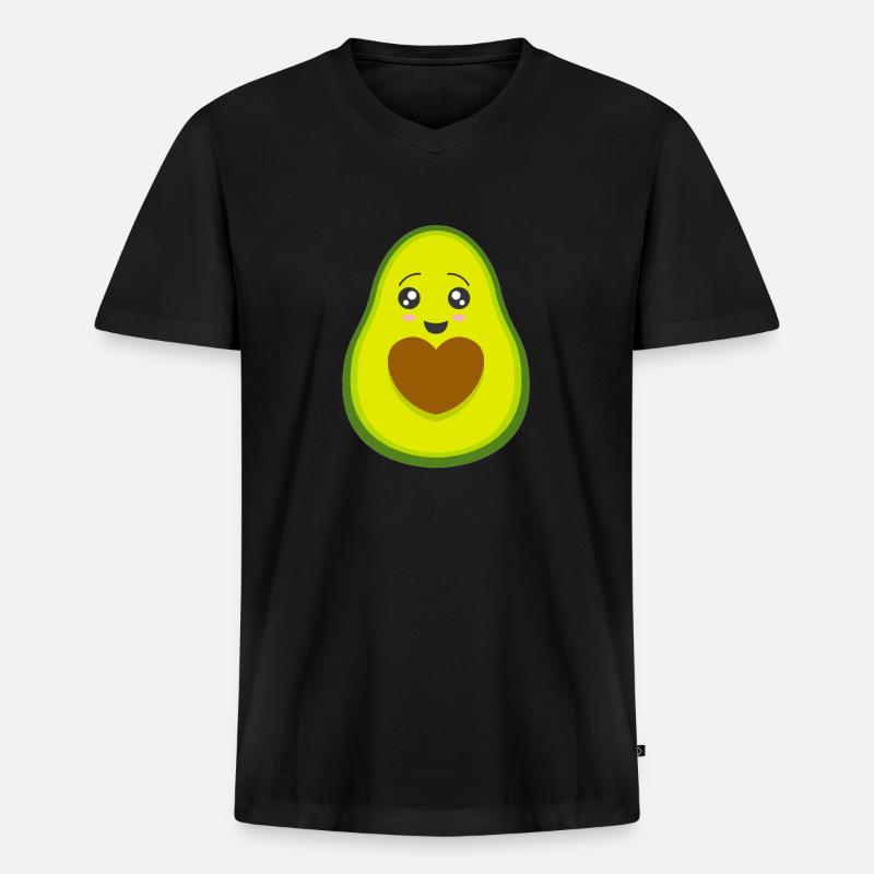 Avocado - Männer Premium Bio T-Shirt mit V-Ausschnitt - Schwarz
