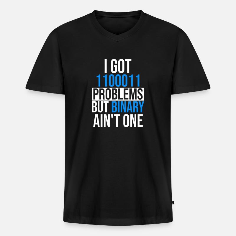I got 99 problems but binary ain't one - Männer Premium Bio T-Shirt mit V-Ausschnitt - Schwarz
