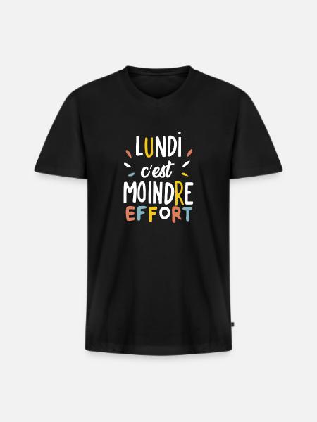 Lundi c'est moindre effort - T-shirt encolure en V Premium bio Homme - noir