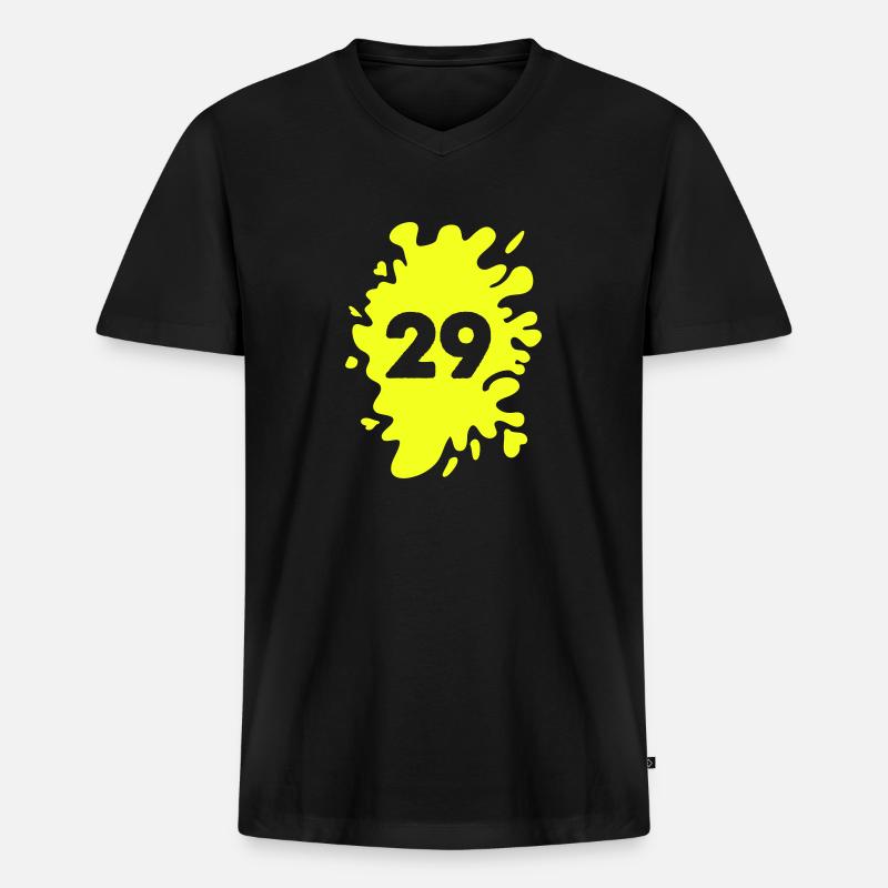 Klecks 29 - Männer Premium Bio T-Shirt mit V-Ausschnitt - Schwarz