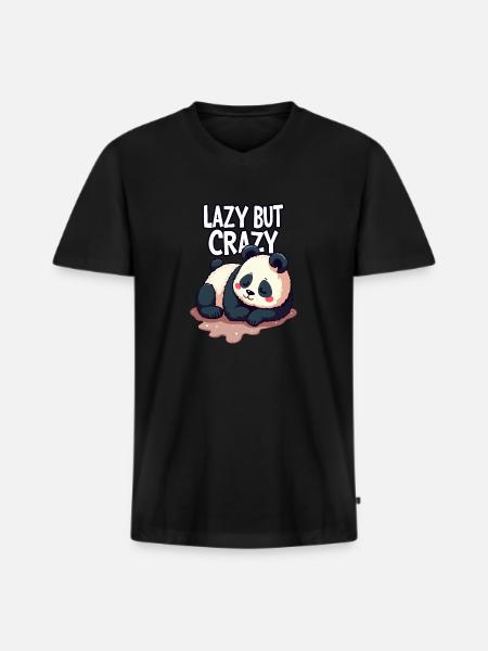 Lazy But Crazy - Men's Premium Organic T-shirt with V-neck - black