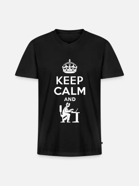 Keep Calm - Nerd - Programmieren - Gamen - T-shirt encolure en V Premium bio Homme - noir