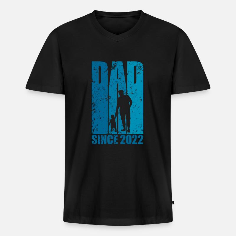 DAD SINCE 2022 WERDENDER PAPA - Männer Premium Bio T-Shirt mit V-Ausschnitt - Schwarz