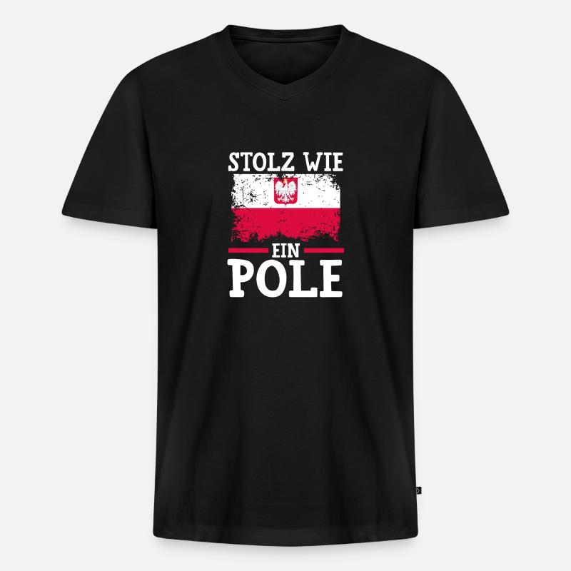 Pole Polnisch Polen - Männer Premium Bio T-Shirt mit V-Ausschnitt - Schwarz