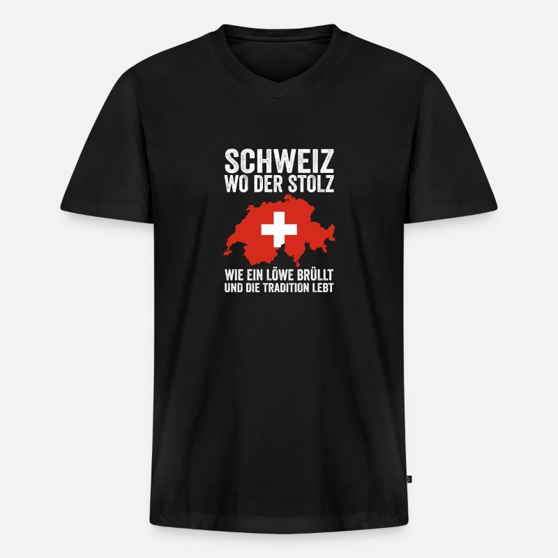 Schweizer Schweiz - Männer Premium Bio T-Shirt mit V-Ausschnitt - Schwarz