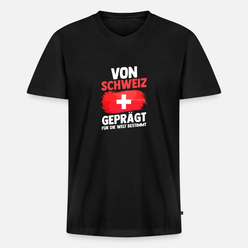 Schweizer Schweiz - Männer Premium Bio T-Shirt mit V-Ausschnitt - Schwarz