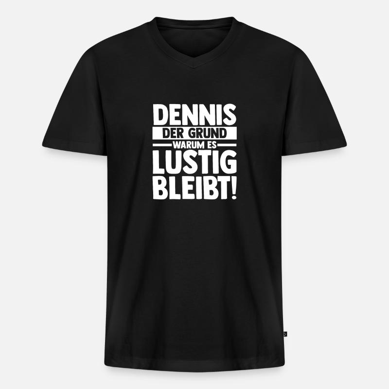 Vorname Dennis - Männer Premium Bio T-Shirt mit V-Ausschnitt - Schwarz