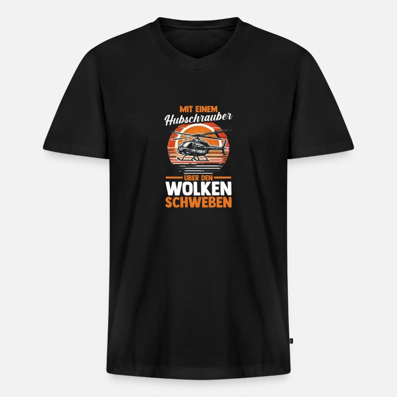 Pilot Helikopter Hubschrauber - Männer Premium Bio T-Shirt mit V-Ausschnitt - Schwarz