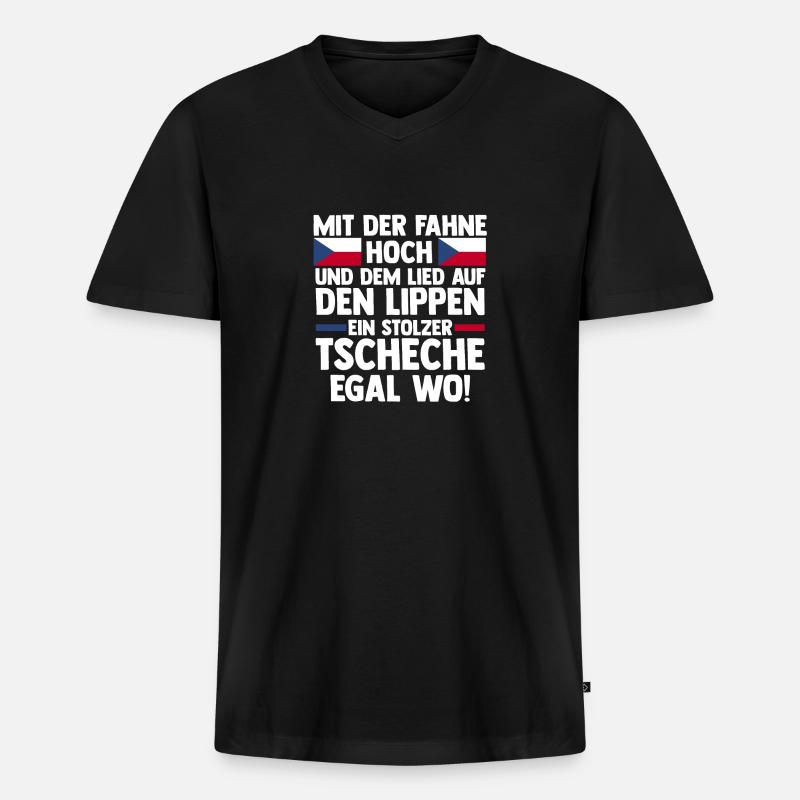 Tschechen Tschechisch Tschechien - Männer Premium Bio T-Shirt mit V-Ausschnitt - Schwarz