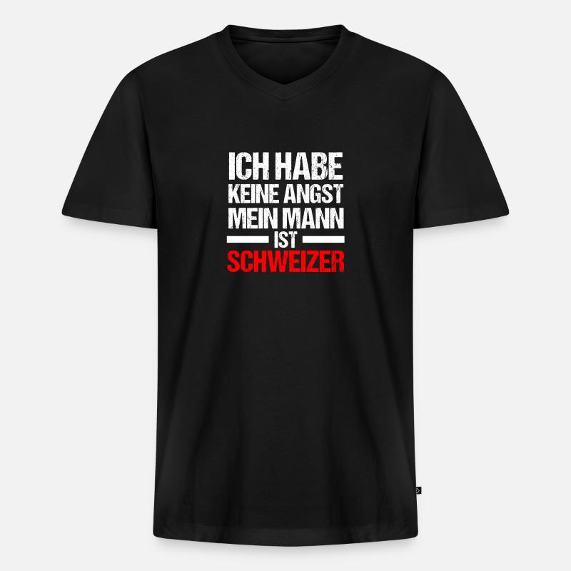 Schweizer Schweiz - Männer Premium Bio T-Shirt mit V-Ausschnitt - Schwarz