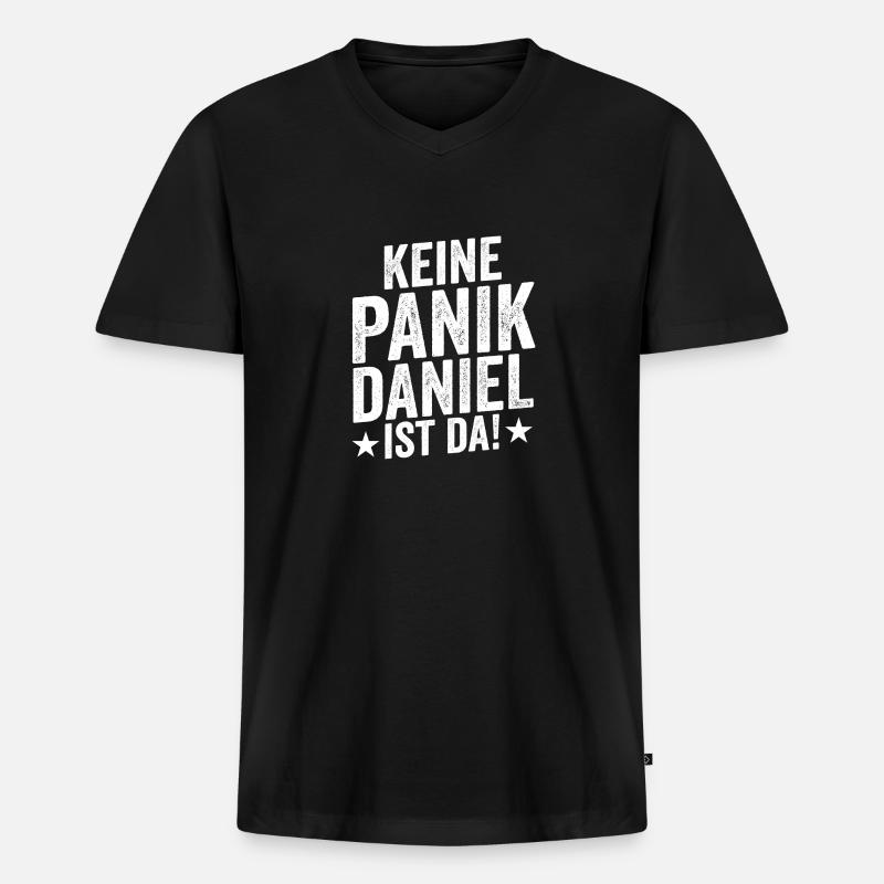 Vorname Daniel - Männer Premium Bio T-Shirt mit V-Ausschnitt - Schwarz