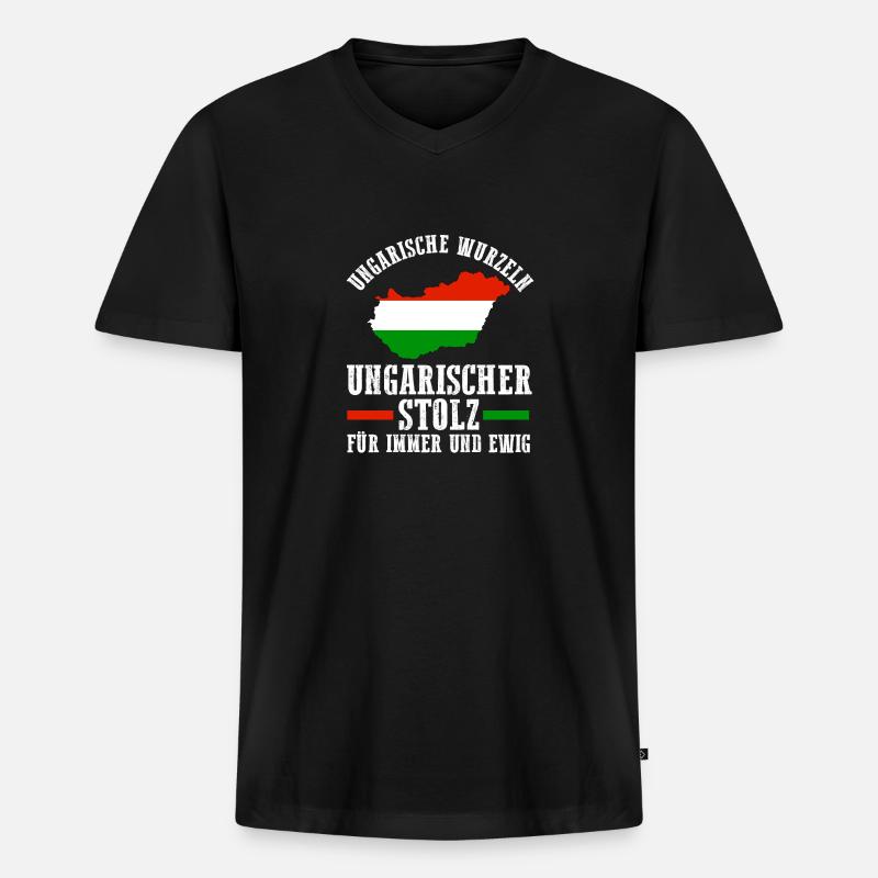 Ungar Ungarisch Ungarn - Männer Premium Bio T-Shirt mit V-Ausschnitt - Schwarz
