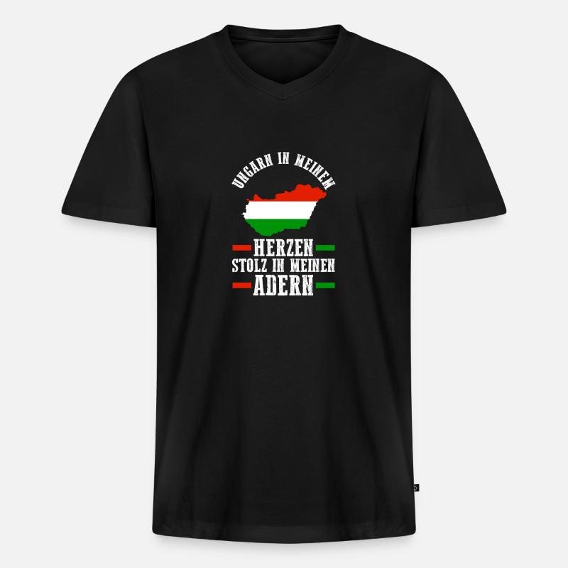 Ungar Ungarisch Ungarn - Männer Premium Bio T-Shirt mit V-Ausschnitt - Schwarz
