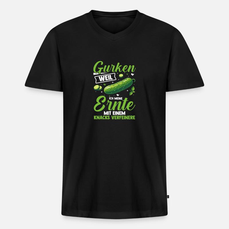 Gärtner Gurke Bauer Garten - Männer Premium Bio T-Shirt mit V-Ausschnitt - Schwarz