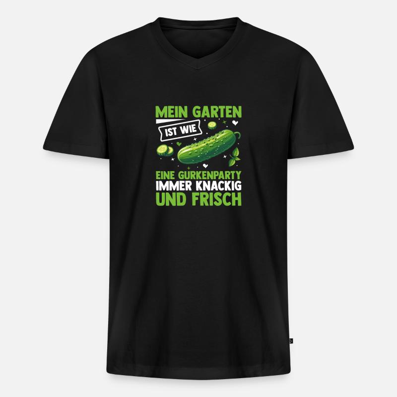 Gärtner Gurke Bauer Garten - Männer Premium Bio T-Shirt mit V-Ausschnitt - Schwarz