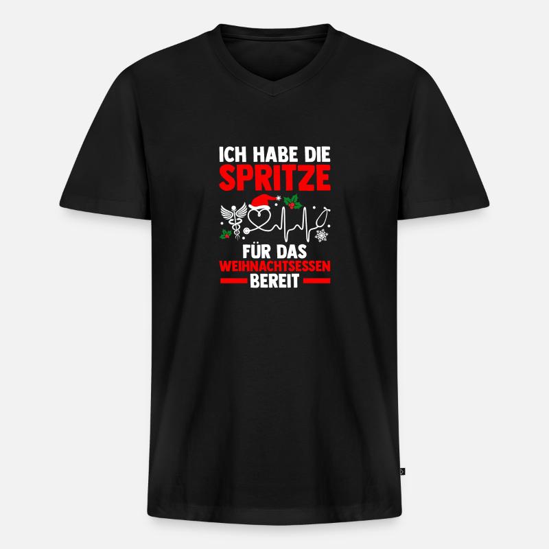Weihnachtsmann Weihnachten Krankenschwester - Männer Premium Bio T-Shirt mit V-Ausschnitt - Schwarz