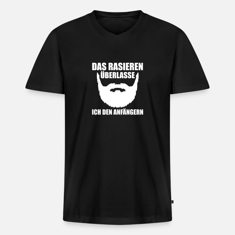 Bärtig Bartträger Bart - Männer Premium Bio T-Shirt mit V-Ausschnitt - Schwarz
