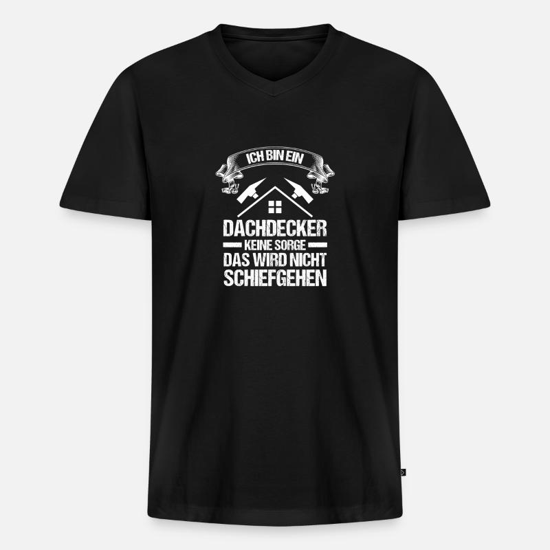 Dachdeckermeister Dachdecker - Männer Premium Bio T-Shirt mit V-Ausschnitt - Schwarz