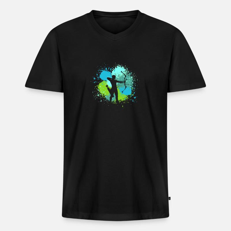 Bogenschütze Bogenschießen - Männer Premium Bio T-Shirt mit V-Ausschnitt - Schwarz