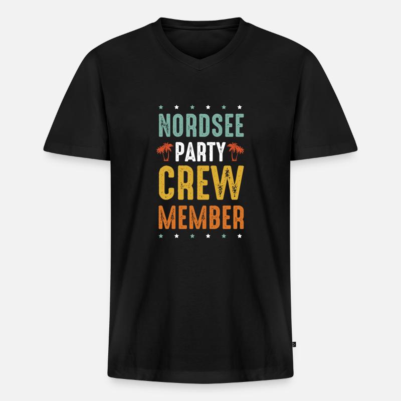 Nordsee Party Crew - Männer Premium Bio T-Shirt mit V-Ausschnitt - Schwarz