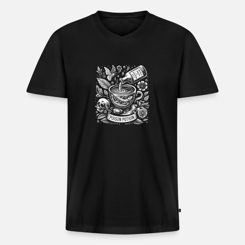 Gift-Fläschchen 3 - Männer Premium Bio T-Shirt mit V-Ausschnitt - Schwarz