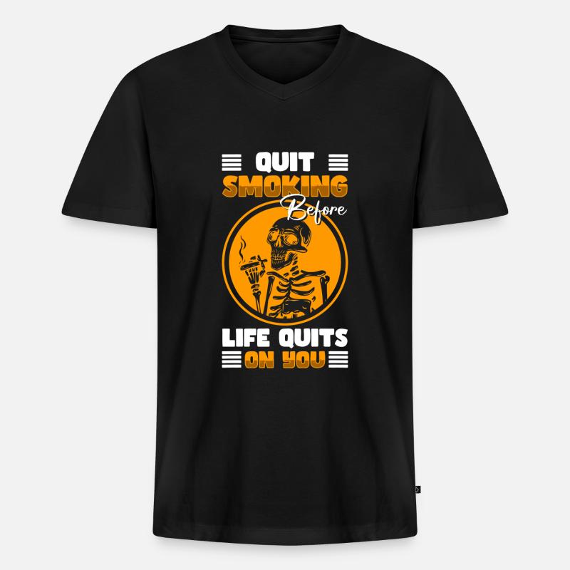 Nikotin Tabak Gesundheit - Männer Premium Bio T-Shirt mit V-Ausschnitt - Schwarz