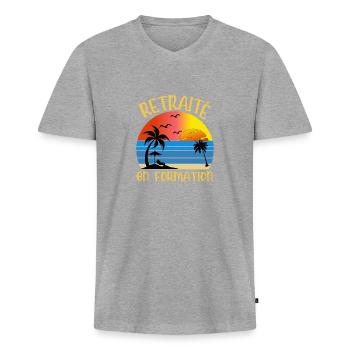 retraité en formation - T-shirt encolure en V Premium bio Homme - gris chiné - Devant