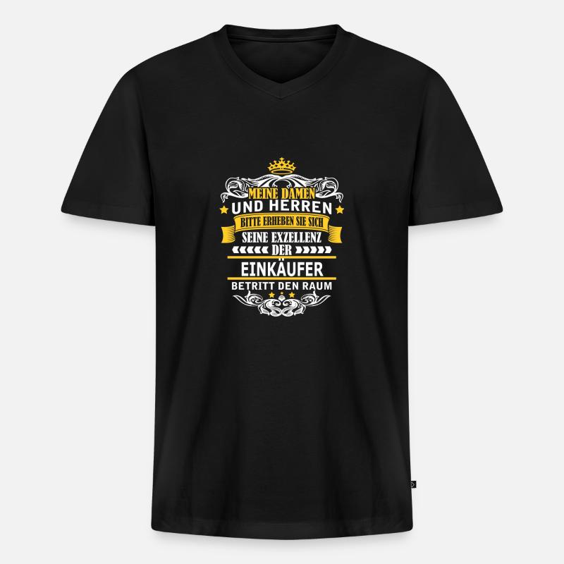EINKÄUFER - Männer Premium Bio T-Shirt mit V-Ausschnitt - Schwarz